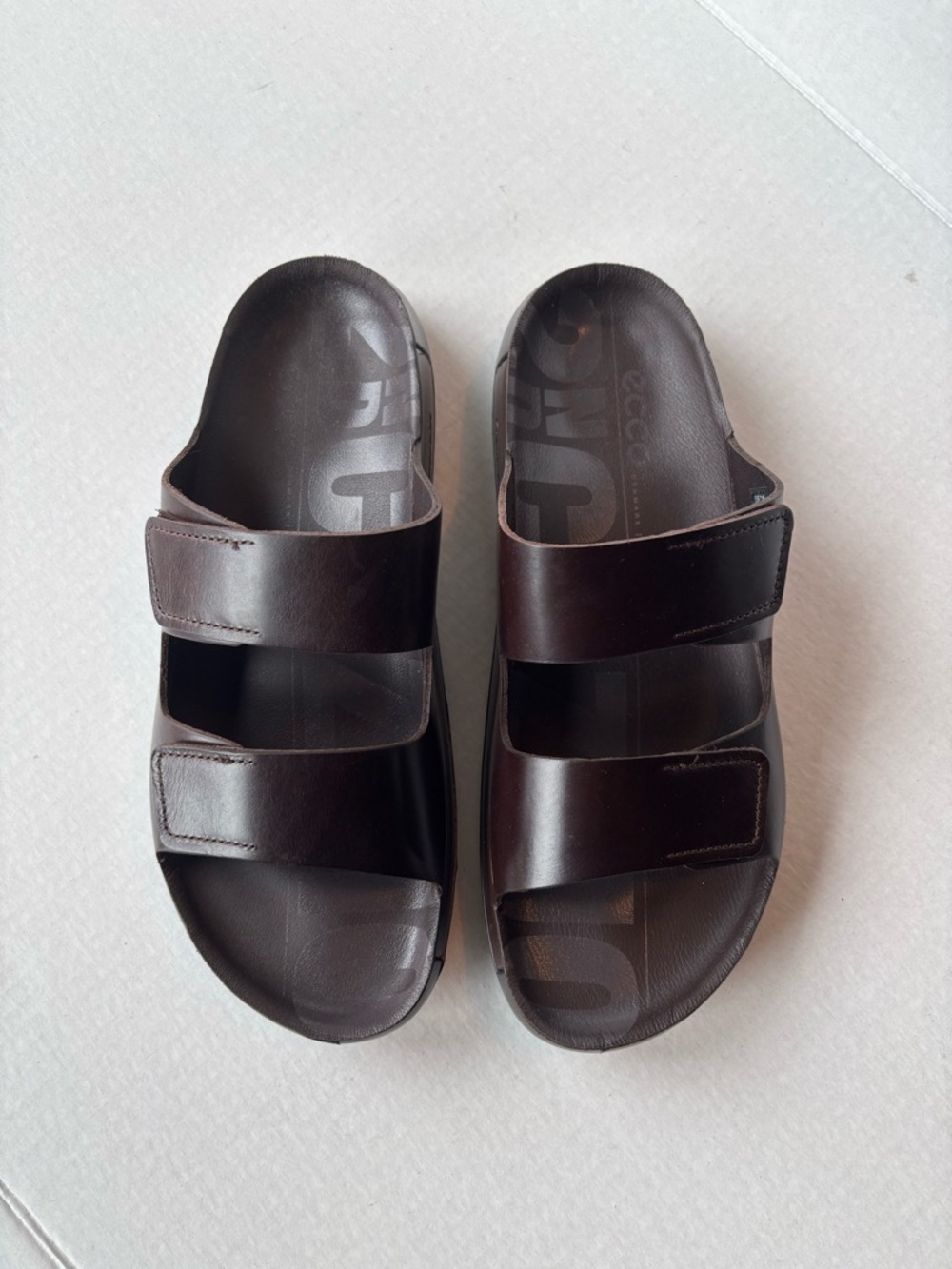 ECCO Men’s Dark Brown Double-Strap Slide Sandals
